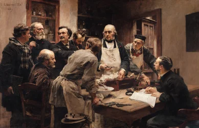 The Lesson of Claude Bernard (1813-78) eller, Sesjon ved Vivisection Laboratory, 1889